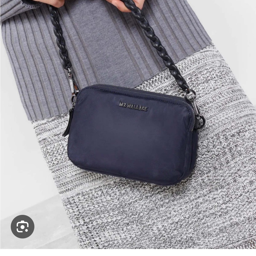 MZ Wallace Quilted Navy Crossbody with Braided Strap - Picture 3 of 11